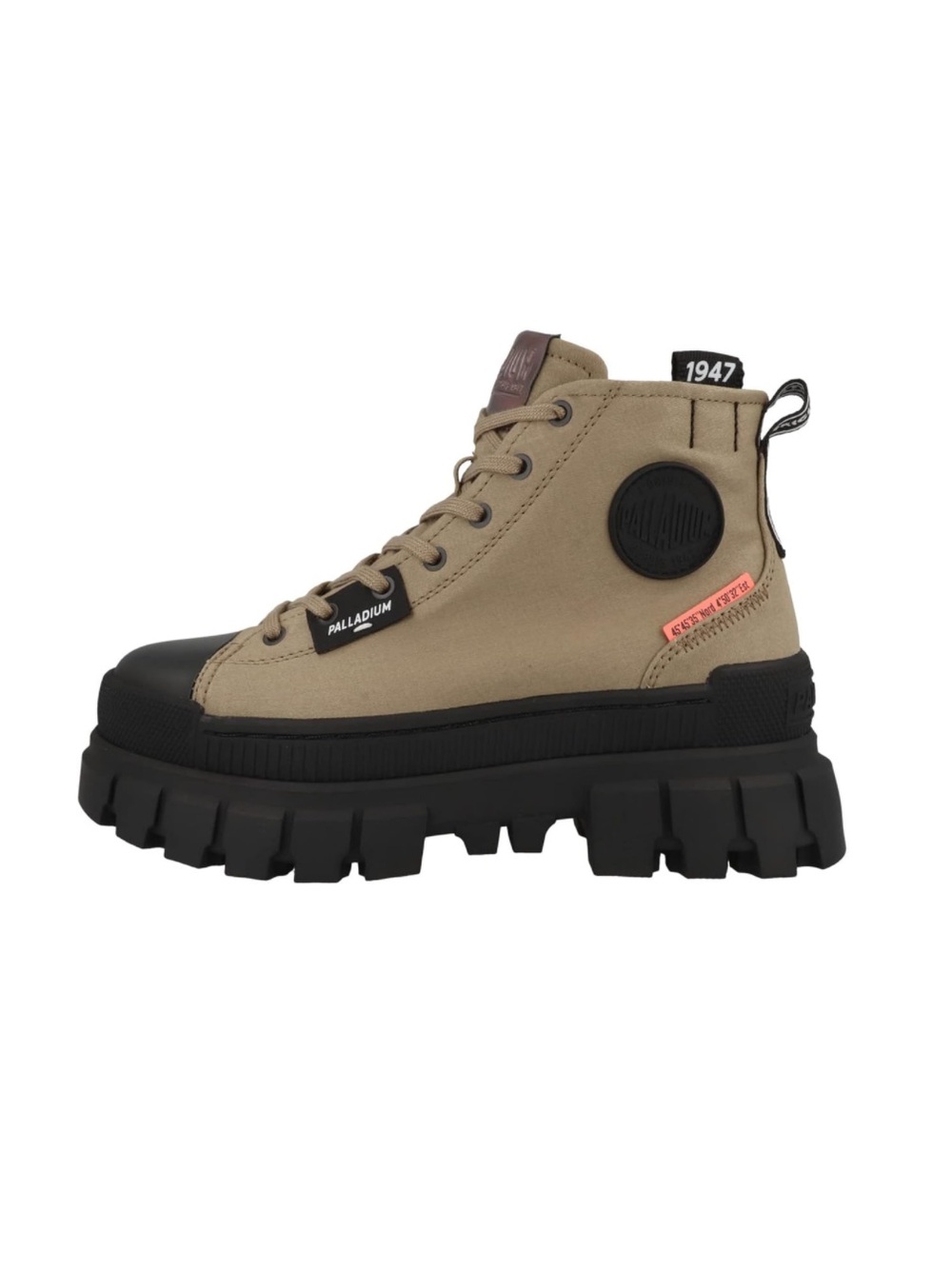 Palladium Tan and Black Lug-Sole Ankle Boots Size 6